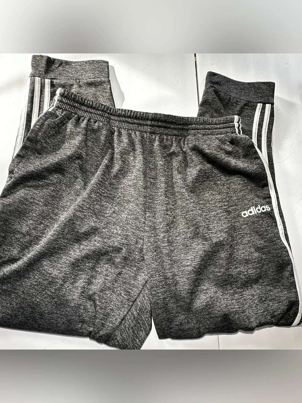 adidas Men's Gray Heather Joggers with White Three-Stripes
